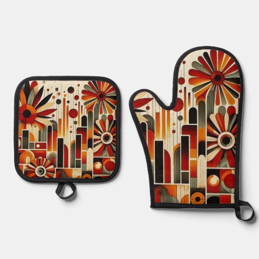 Art Deco 鍋つかみ&鍋敷きセット (正面)