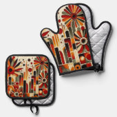 Art Deco 鍋つかみ&鍋敷きセット (正面/裏面)