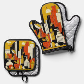 Art Deco 鍋つかみ&鍋敷きセット (正面/裏面)