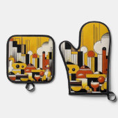 Art Deco 鍋つかみ&鍋敷きセット (正面)