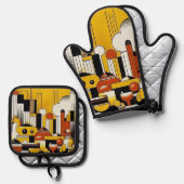 Art Deco 鍋つかみ&鍋敷きセット (正面/裏面)