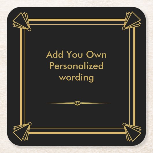 Art Deco 1920 style personalized coaster スクエアペーパーコースター (正面)