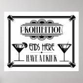 Art Deco 20's style "Cocktail Bar sign BLACK ポスター (正面)