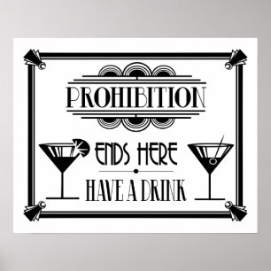 Art Deco 20's style "Cocktail Bar sign BLACK ポスター