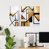 Art Deco Abstract Gold and Black ポスター (ホームオフィス)