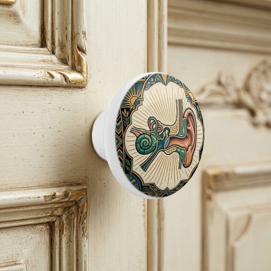 Art Deco Anatomical Ear Laryngology  セラミックノブ