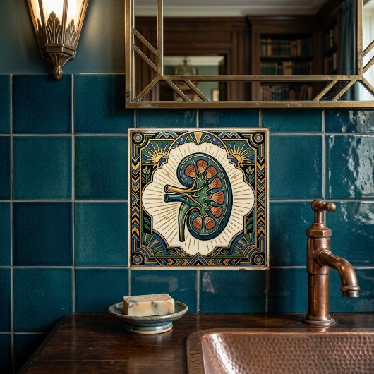 Art Deco Anatomical Kidney Nephrology タイル