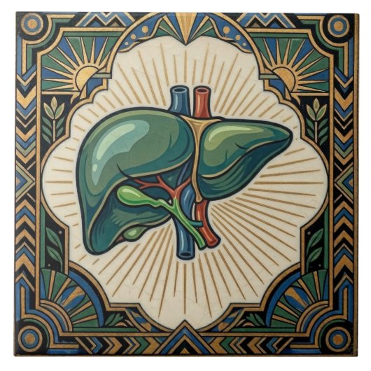 Art Deco Anatomical Liver タイル (正面)