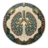Art Deco Anatomical Lungs Pulmonology セラミックノブ (正面)