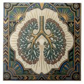 Art Deco Anatomical Lungs Pulmonology タイル (正面)