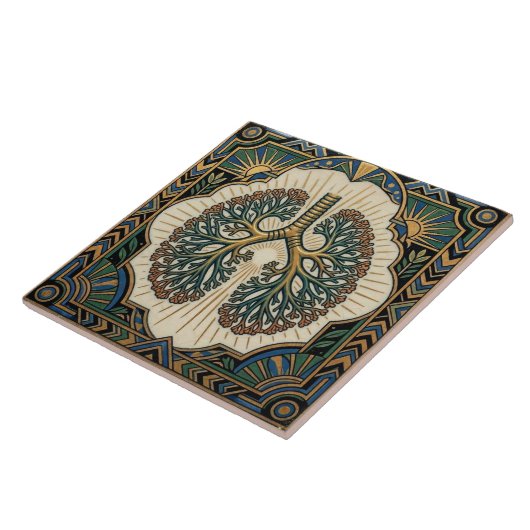 Art Deco Anatomical Lungs Pulmonology タイル (側面)