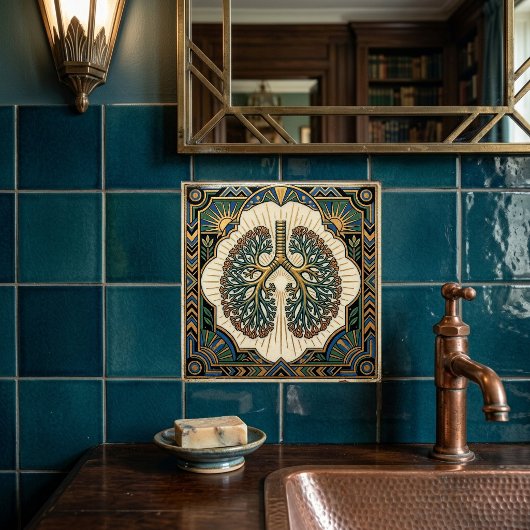 Art Deco Anatomical Lungs Pulmonology タイル