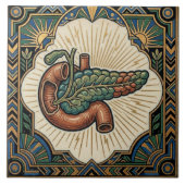 Art Deco Anatomical Pancreas Diabetes  タイル (正面)