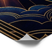 Art Deco Angelic Feather Tree Gold & Midnight Post ポスター (角)