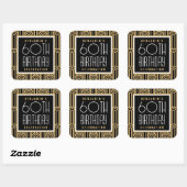 Art Deco Any Age Birthday Party Name Black Gold スクエアシール (シート)