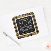 Art Deco Any Age Birthday Party Name Black Gold スクエアシール (封筒)