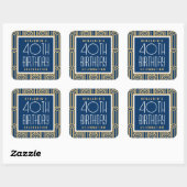 Art Deco Any Age Birthday Party Name Navy Gold スクエアシール (シート)