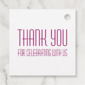 Art Deco Any Age Birthday Party Thank You Pink フェイバータグ (裏面)