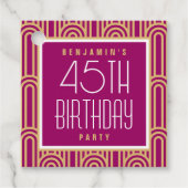 Art Deco Any Age Birthday Party Thank You Pink フェイバータグ (正面)