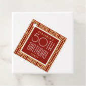 Art Deco Any Age Birthday Party Thank You Red Gold フェイバータグ (インサイチュ)