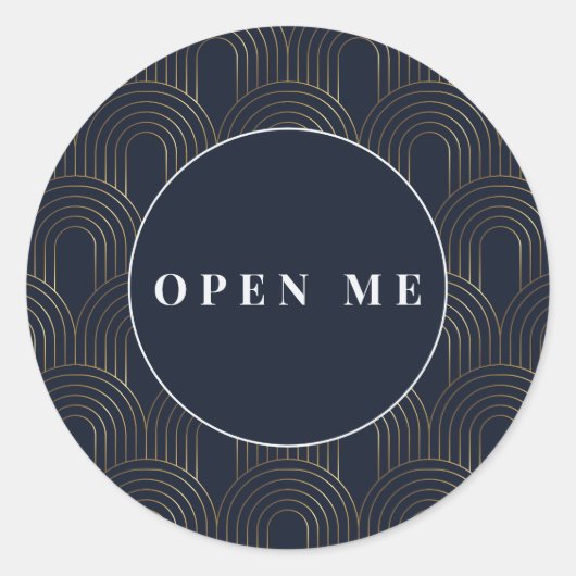 Art Deco Arches | Elegant "Open Me" ラウンドシール (正面)