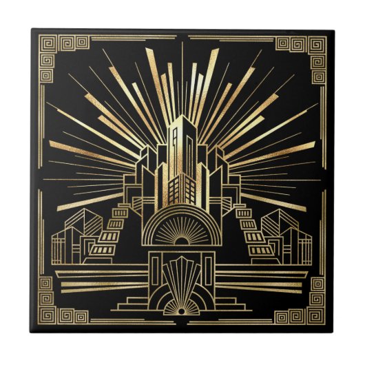 Art Deco Architectural Geometric Pat#7 ID1196 タイル (正面)