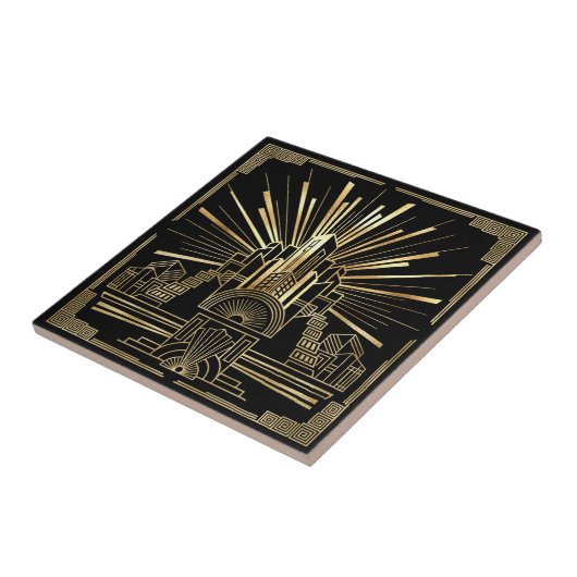 Art Deco Architectural Geometric Pat#7 ID1196 タイル (側面)