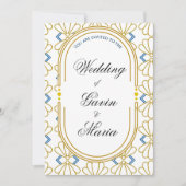 Art Deco Art Nouveau Floral Gold Tone Modern 招待状 (正面)