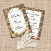 Art Deco Art Nouveau Floral Gold Tone Sea Life 招待状