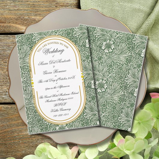 Art Deco Art Nouveau Floral Gold Tone Sea Life 招待状