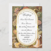 Art Deco Art Nouveau Floral Gold Tone Sea Life 招待状 (正面)