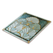 Art Deco Art Nouveau Green Gold Elegant Pretty タイル (側面)