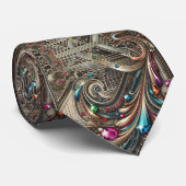Art Deco Art Nouveau Rainbow Circuit Board Necktie ネクタイ (ロール)