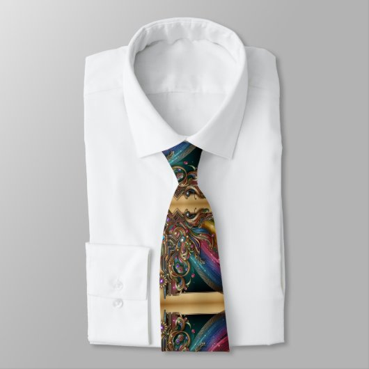 Art Deco Art Nouveau Rainbow Circuit Board Necktie ネクタイ (タイ)