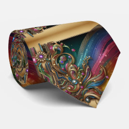 Art Deco Art Nouveau Rainbow Circuit Board Necktie ネクタイ