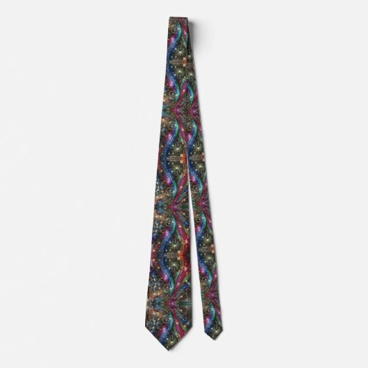 Art Deco Art Nouveau Rainbow Circuit Board Necktie ネクタイ (正面)