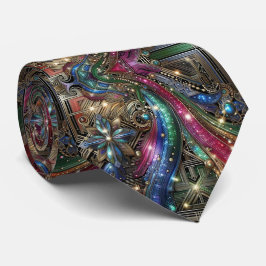 Art Deco Art Nouveau Rainbow Circuit Board Necktie ネクタイ