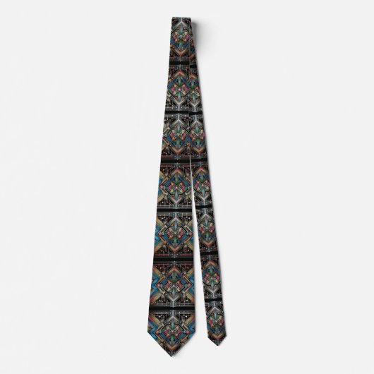 Art Deco Art Nouveau Rainbow Circuit Board Necktie ネクタイ (正面)