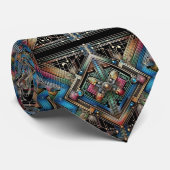 Art Deco Art Nouveau Rainbow Circuit Board Necktie ネクタイ (ロール)