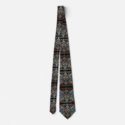 Art Deco Art Nouveau Rainbow Circuit Board Necktie ネクタイ (裏面)
