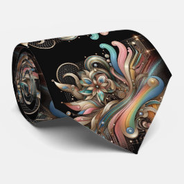 Art Deco Art Nouveau Rainbow Circuit Board Necktie ネクタイ