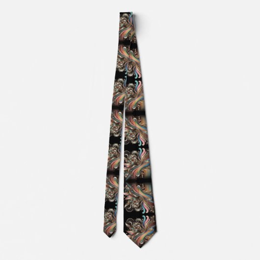 Art Deco Art Nouveau Rainbow Circuit Board Necktie ネクタイ (裏面)