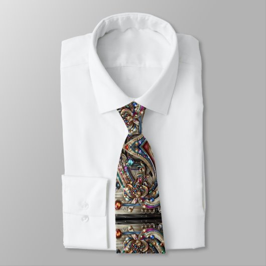 Art Deco Art Nouveau Rainbow Circuit Board Necktie ネクタイ (タイ)