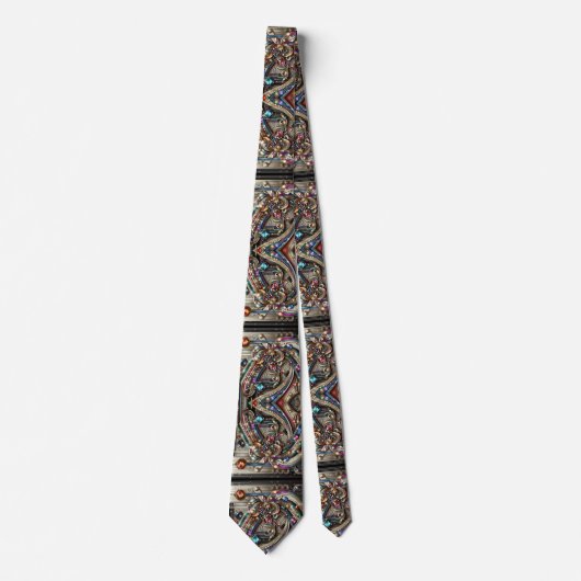 Art Deco Art Nouveau Rainbow Circuit Board Necktie ネクタイ (正面)