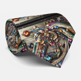 Art Deco Art Nouveau Rainbow Circuit Board Necktie ネクタイ
