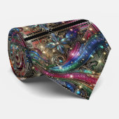 Art Deco Art Nouveau Rainbow Circuit Board Necktie ネクタイ (ロール)