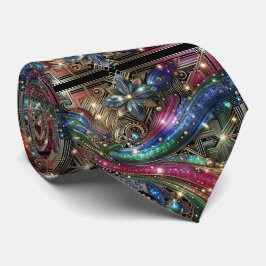 Art Deco Art Nouveau Rainbow Circuit Board Necktie ネクタイ