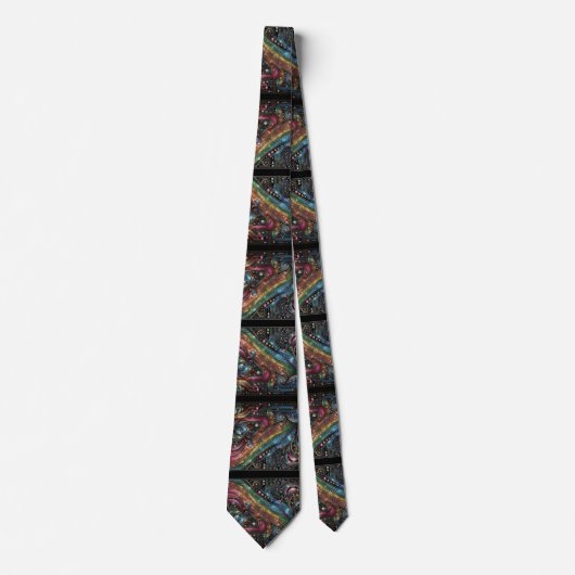 Art Deco Art Nouveau Rainbow Circuit Board Necktie ネクタイ (正面)