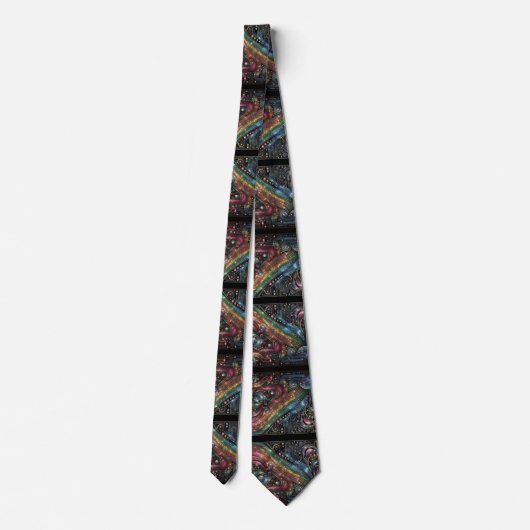 Art Deco Art Nouveau Rainbow Circuit Board Necktie ネクタイ (裏面)