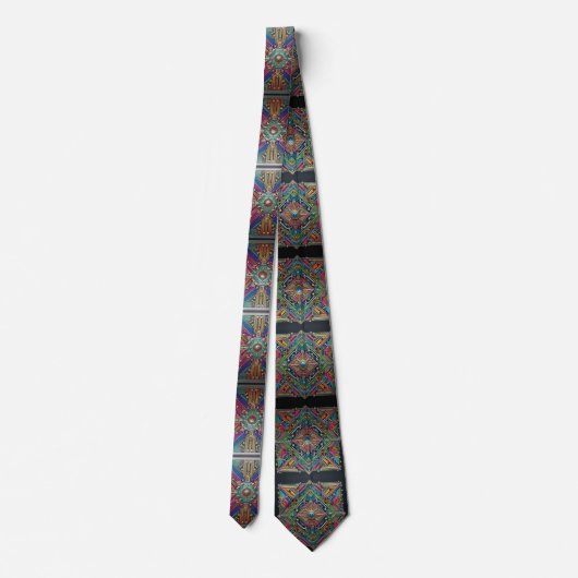 Art Deco Art Nouveau Rainbow Circuit Board Necktie ネクタイ (裏面)